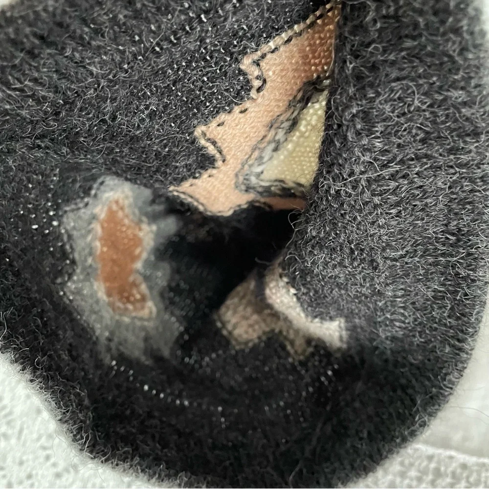 Aztec Southwestern Beanie Gray Cream Brown alpaca wool blend